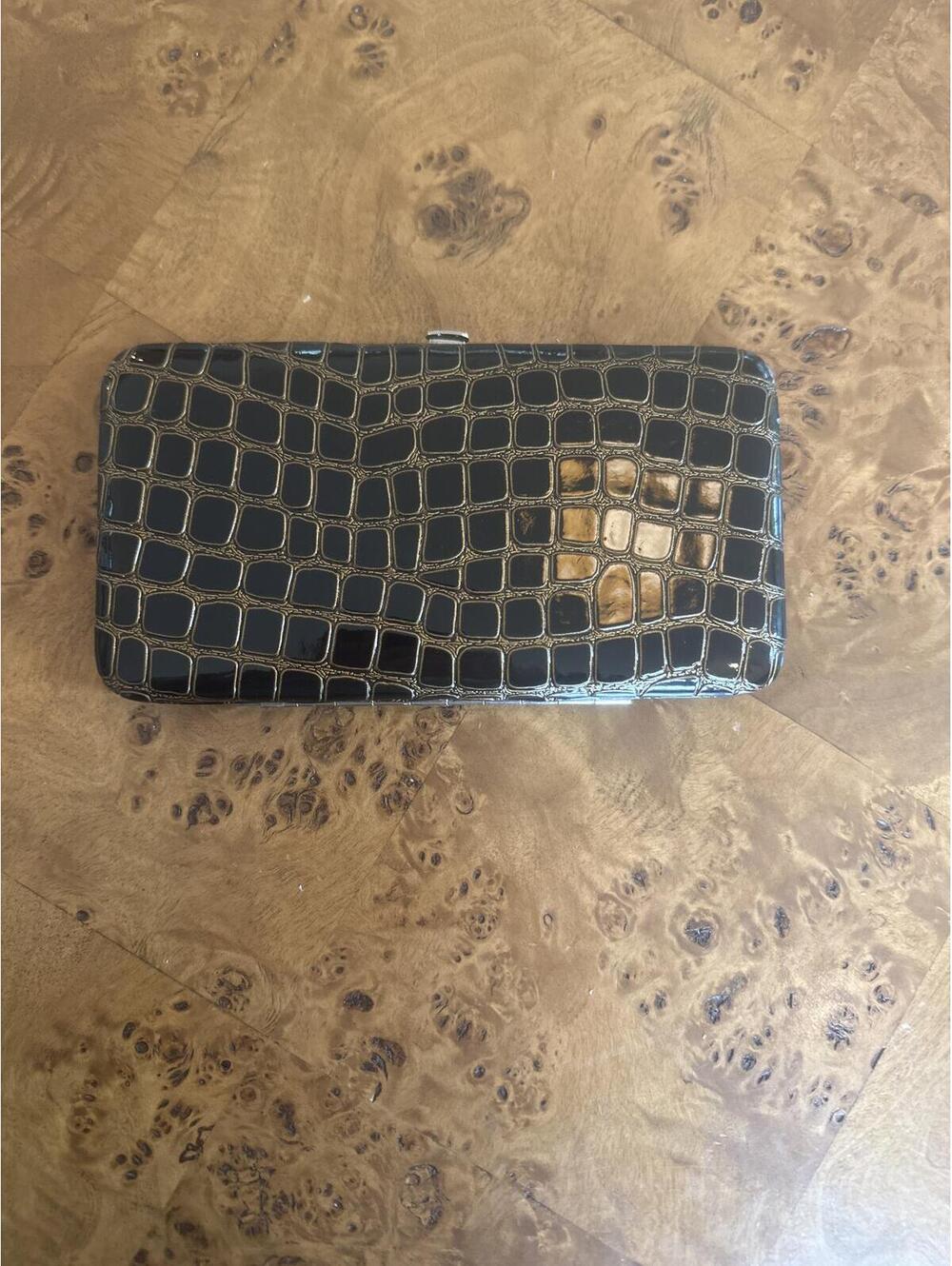 The Metropolitan Black Croc-Embossed Clutch Wallet